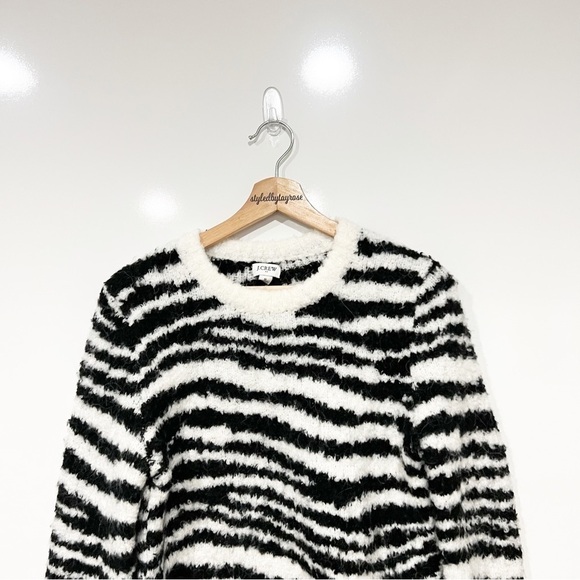 J. Crew Bouclé knit cozy fuzzy zebra pullover sweater - Picture 6 of 11